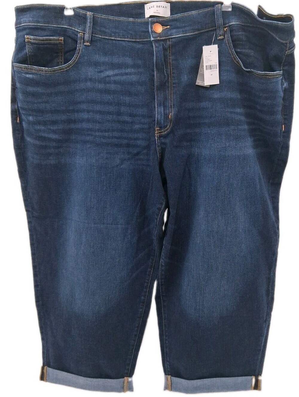 Lane Bryant Jeans Women's 24 Blue Denim Boyfriend Mid Rise Capri Stretch Plus